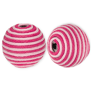 22 mm Acrylperlen mit Wachskordel Light pink-pink