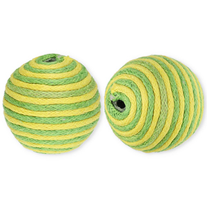 22 mm Acrylperlen mit Wachskordel Green-yellow