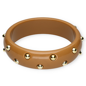 Resin-Armb&auml;nder Bangle mit Nieten Brown-gold