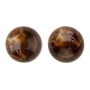 16 mm Acrylperlen Rund Brown-marble