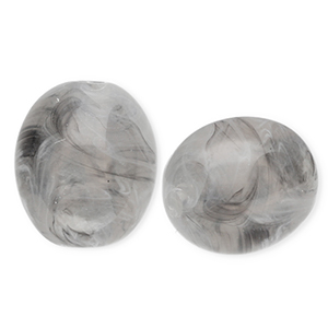 Acrylperlen Oval Grey-marble