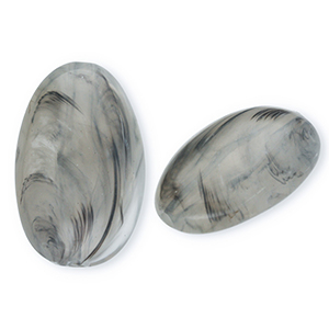Acrylperlen Lang Oval Grey-marble