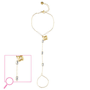 Handketten aus Stainless Steel - Rostfreiem Stahl Blume Gold-crystal-white