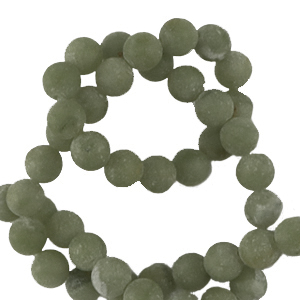 Naturstein Perlen Seraphinit 6mm matt Olive green