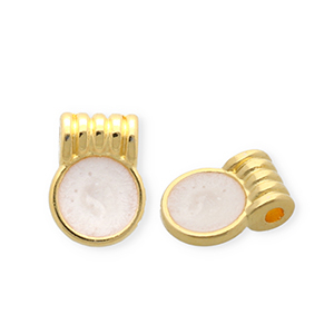 Metall Anh&auml;nger DQ&reg; Rund Goud-pearl white (nikkelvrij)