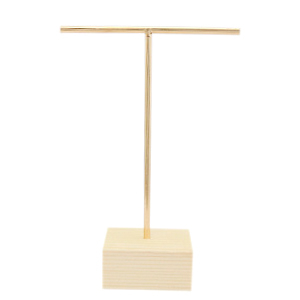 Schmuckdisplay Ohrringe T-Form mit Holz St&auml;nder Natural-gold