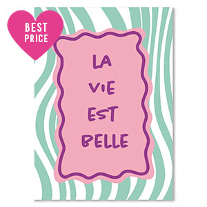 Schmuck Karten "la vie est belle" Green-pink