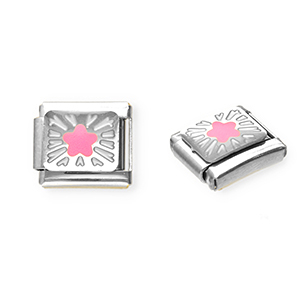Italian Charm Element aus Stainless Steel - Rostfreiem Stahl Stern Silver-pink-yellow