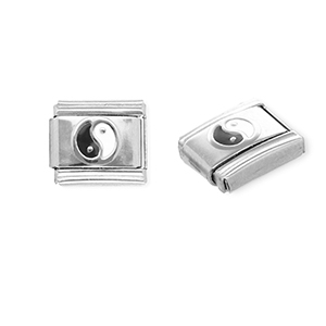 Italian Charm Element aus Stainless Steel - Rostfreiem Stahl Yin & Yang Silver-black-white