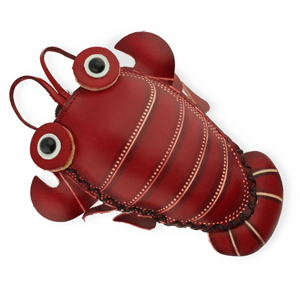 Geldb&ouml;rse aus Leder Krebs Red-sand beige-black-white