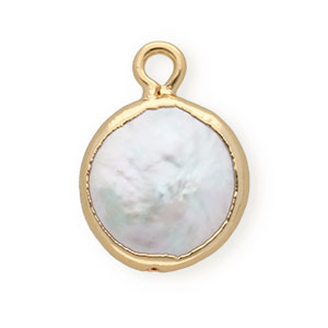 BQ S&uuml;sswasserperlen Anh&auml;nger round Gold-Natural white