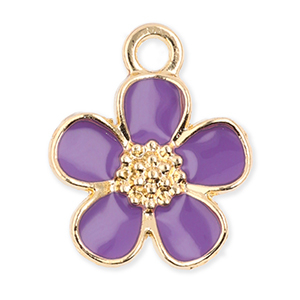 Metall Anh&auml;nger Blume Gold-purple