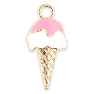 Metall Anh&auml;nger Ice Lolly Gold-white-light pink