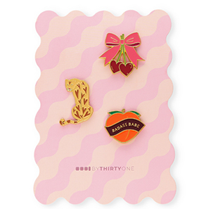 BY31&reg; Anstecker Schleife mit Kirschen&nbsp;/&nbsp;Leopard&nbsp;/&nbsp;"Badass babe" auf Karte Zierkarte Multicolour pink-burgundy red-brown-bordeaux