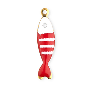 Stainless Steel - Rostfrei Stahl Anh&auml;nger Fisch Gold-red-white