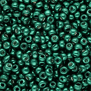 Glasperlen Rocailles 6/0 (4 mm) Metallic shine teal green