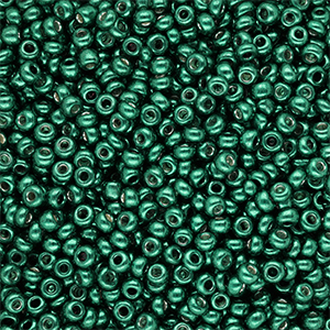 Glasperlen Rocailles 8/0 (3 mm) Metallic shine teal green