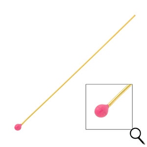 BY31&reg; Stainless Steel - Rostfrei Stahl Schmuckzubeh&ouml;r Nietstifte mit Kugel 70 mm Gold-magenta pink