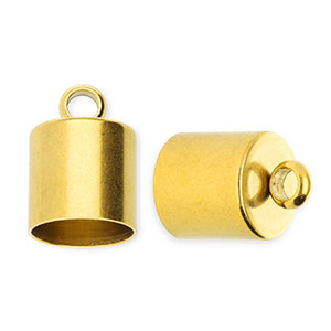 Stainless Steel - Rostfrei Stahl Schmuckzubeh&ouml;r Endkappen &Oslash;8 mm mit &Ouml;se Gold