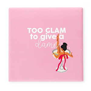 BY31&reg; Deko-Fliese mit Spruch "Too glam to give a damn" Pink-white-red-black