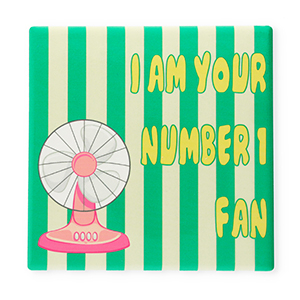 BY31&reg; Deko-Fliese mit Spruch "I am your number 1 fan" Green-pink-white-yellow