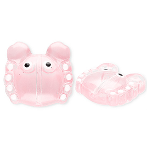 Handgefertigt Glasperlen Krabbe Transparent coral pink-white-black