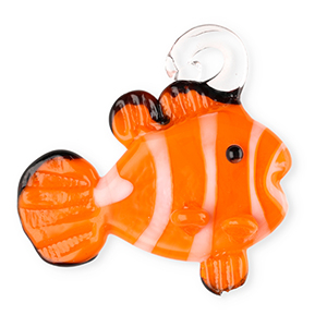 Handgefertigt Glas-Anh&auml;nger Clownfisch Orange-white-black