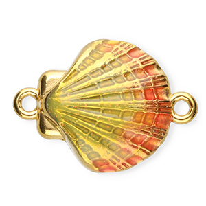 Stainless Steel - Rostfrei Stahl Schmuckzubeh&ouml;r Zwischenst&uuml;ck Enamel Muschel Gold-yellow-pink