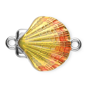 Stainless Steel - Rostfrei Stahl Schmuckzubeh&ouml;r Zwischenst&uuml;ck Enamel Muschel Silver-yellow-pink