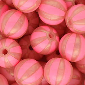 16 mm DQ&reg; Acrylperlen mit Streifen Coral pink-peach pink