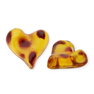 Acryl Cabochons Herz mit Leopard-Print Amber brown