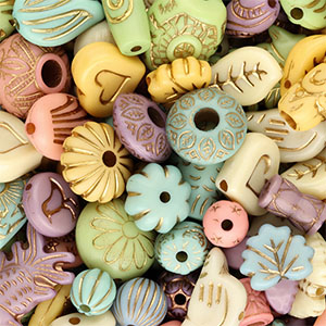 Acrylperlen Mix Multicolour-gold