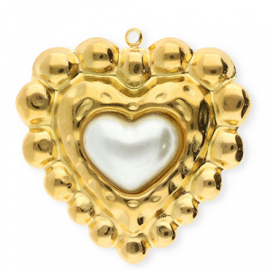 Stainless Steel - Rostfrei Stahl Anh&auml;nger Herz Gold-white