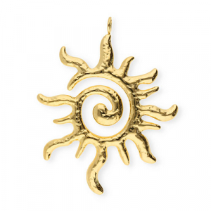 Stainless Steel - Rostfrei Stahl Anh&auml;nger spiralf&ouml;rmige Sonne Gold
