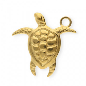Stainless Steel - Rostfrei Stahl Anh&auml;nger Schildkr&ouml;te Gold