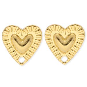 BY31&reg; Stainless Steel - Rostfrei Stahl Schmuckzubeh&ouml;r Ohrringe&nbsp;/&nbsp;Ohrstecker Herz mit &Ouml;se Gold
