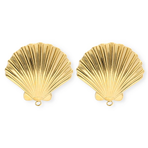 BY31&reg; Stainless Steel - Rostfrei Stahl Schmuckzubeh&ouml;r Ohrringe&nbsp;/&nbsp;Ohrstecker Muschel mit &Ouml;se Gold