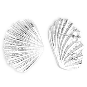 BY31&reg; Stainless Steel - Rostfrei Stahl Schmuckzubeh&ouml;r Ohrringe&nbsp;/&nbsp;Ohrstecker Muschel mit &Ouml;se Silver