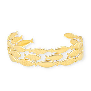 Armb&auml;nder aus Stainless Steel - Rostfreiem Stahl Bangle Fisch Gold