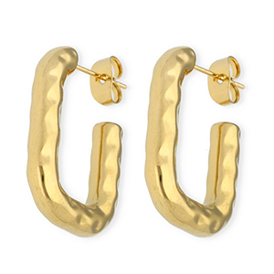 Ohrringe aus Stainless Steel - Rostfreiem Stahl Ohrstecker Rechteck Gold