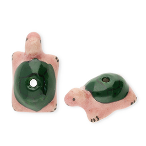 Perlen Keramik Schildkr&ouml;te Dark green-vintage pink-black