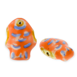 Perlen Keramik Fisch Dark orange-blue-yellow
