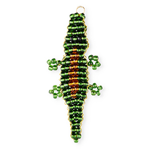 BY31&reg; Anh&auml;nger Glasperlen Krokodil Dark green-amber brown-black-gold