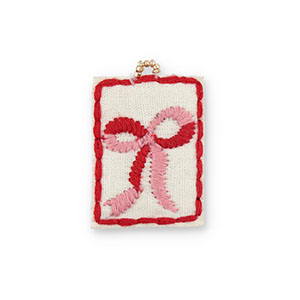 Handgefertigte Stoffanh&auml;nger Schleife White-pink-red-gold