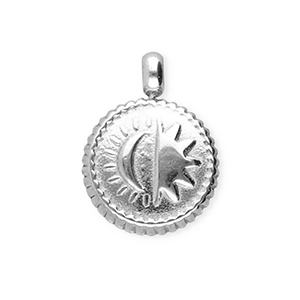 BY31&reg; Stainless Steel - Rostfrei Stahl Anh&auml;nger Rund mit Sonne & Mond Silver