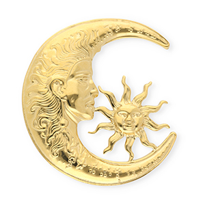 Stainless Steel - Rostfrei Stahl Statement Broschen Mond & Sonne Gold