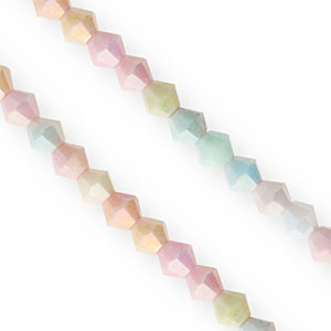 Glas Top Facett Perlen Bicone 6&nbsp;mm Multicolour pastel-AB coating