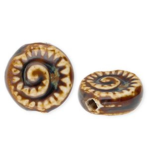 Perlen Keramik Fossil Dark brown-light brown