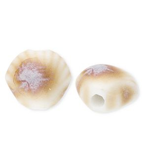 Perlen Keramik Muschel Off white-light brown