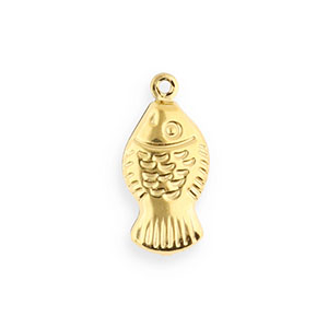 Stainless Steel - Rostfrei Stahl Anh&auml;nger Fisch Gold